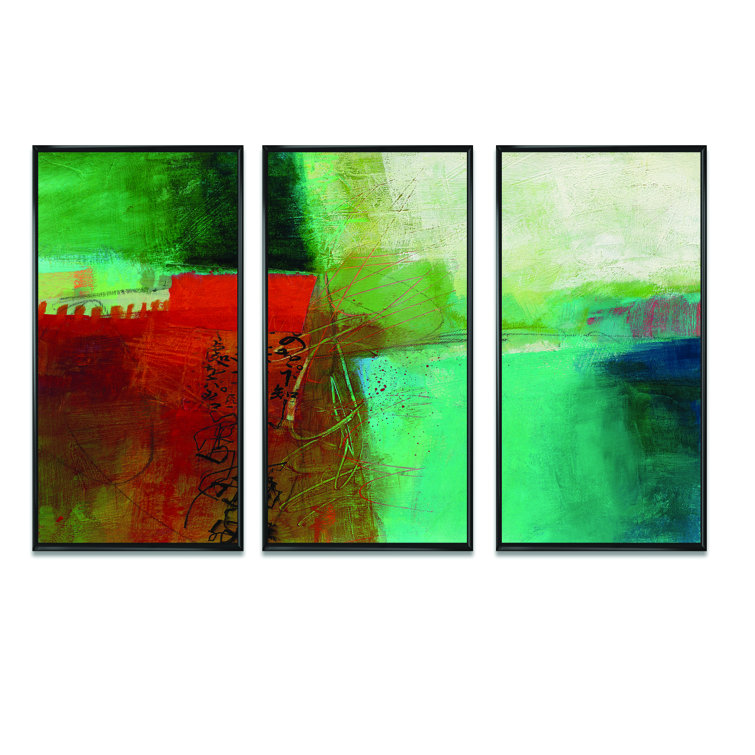 Orren Ellis Abstract Impression Of Watercolor Blue And Red Framed On